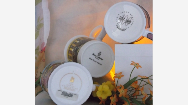 Gift-Quality Fine China Coffee Mugs - Set of Three - Free Shipping!