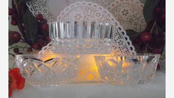 Set of Three Unique-Pattern Crystal Serving Bowls