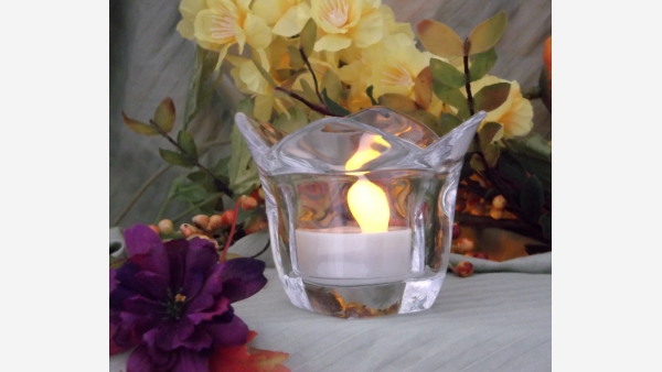 Pair Smooth Crystal "Tulip"-shaped Votive Holders