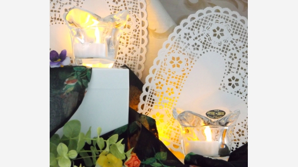 Pair Smooth Crystal "Tulip"-shaped Votive Holders