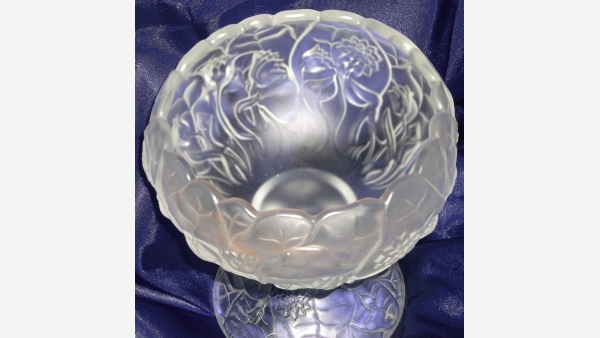 Fenton "Water Lily" Satin-Glass Compote Dish