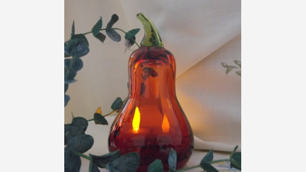 Orange Glass Pear Figurine Collectible