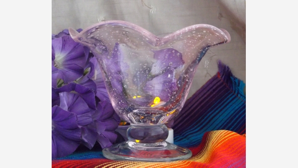 home-treasures.com - Pale Pink Art-Glass Compote - Free Shipping!