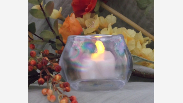 Hefty Opalescent-Glass Votive/Tea-light Holder