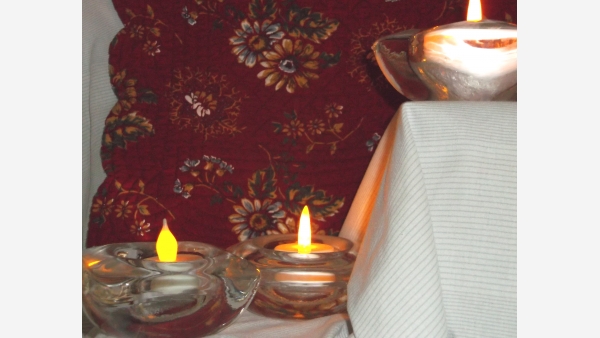 Set of Three Glass Votive-holders - Triangle, Square, Round