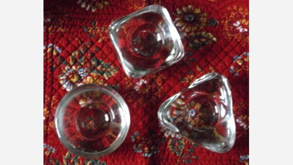 Set of Three Glass Votive-holders - Triangle, Square, Round
