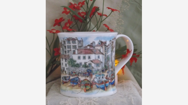 Pair British Coffee Mugs - Cottage Scenes - Free Shipping!