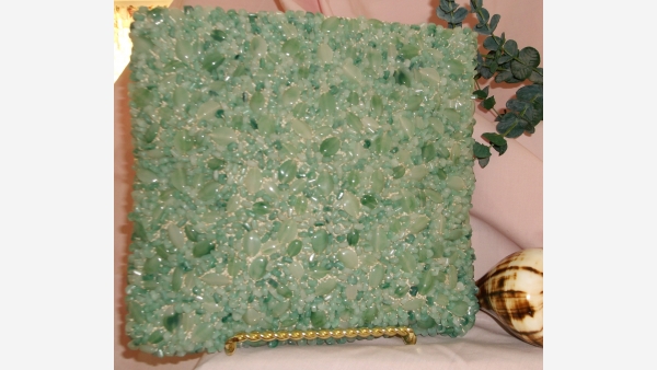 Beaded Linen Clutch - Jade-like Beads