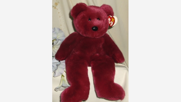 Teddy the Beanie Baby Stuffed Bear - Rare Cranberry Color - Free Shipping!