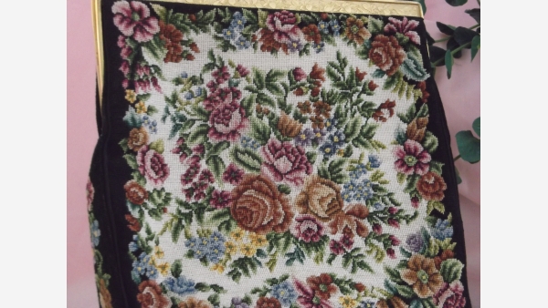 Vintage Petit-Point Needlepoint Evening Purse - A Fine Gift!