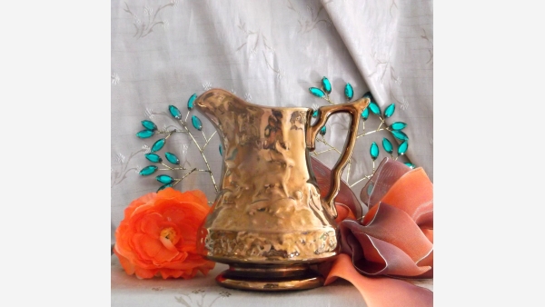 home-treasures.com - Copper-Colored Glazed Ewer - England