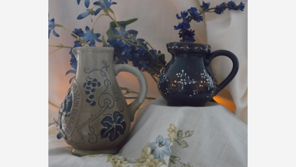 Pair Tyrolean Decorative Pitchers - Alsace Region