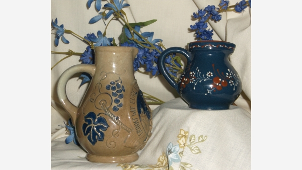 Pair Tyrolean Decorative Pitchers - Alsace Region