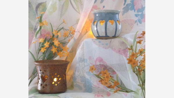 Pair Rustic Handcrafted Votives - Free Shipping!