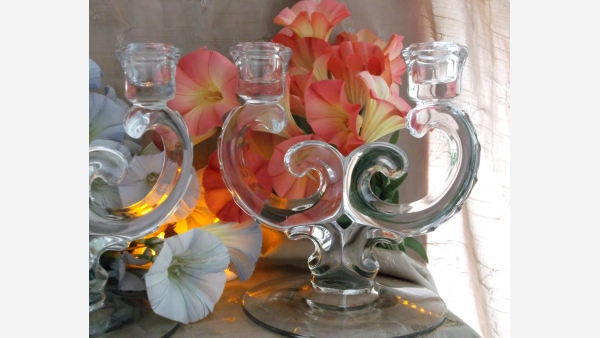home-treasures.com - Glass Candelabra Pair - Free Shipping!