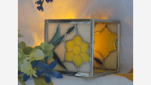 Stained-Glass Yellow-Flower Votive Holder - Free Shipping!