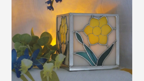 Stained-Glass Yellow-Flower Votive Holder - Free Shipping!