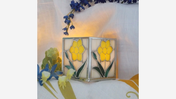Stained-Glass Yellow-Flower Votive Holder - Free Shipping!