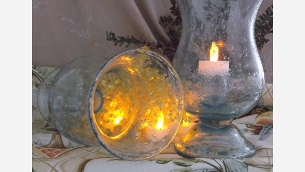 home-treasures.com - Pair Glass Hurricane Lamps - Free Shipping!