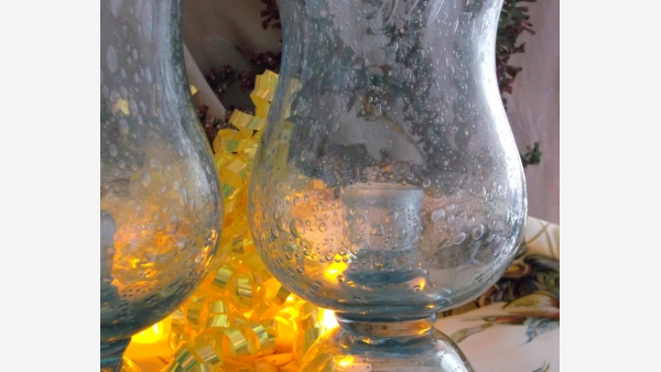 home-treasures.com - Pair Glass Hurricane Lamps - Free Shipping!