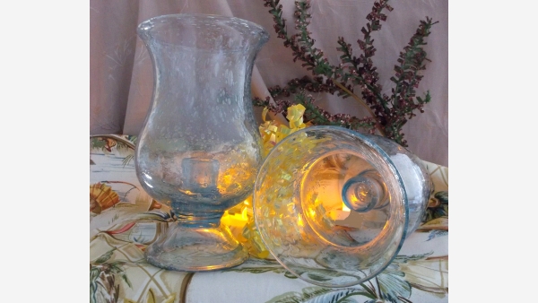 home-treasures.com - Pair Glass Hurricane Lamps - Free Shipping!