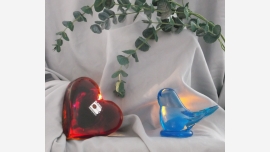 Vintage Smooth-Glass Collectibles - Red Heart & Bluebird