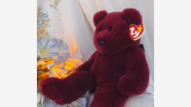 Teddy the Beanie Baby Stuffed Bear - Rare Cranberry Color - Free Shipping!