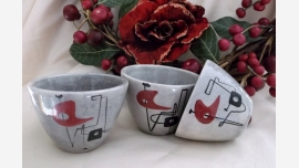 home-treasures.com - WEG Pottery "Atomic Age" - Coveted Collectibles! home-treasures.com - WEG Pottery Cups - Set of 3 - Free Shipping!