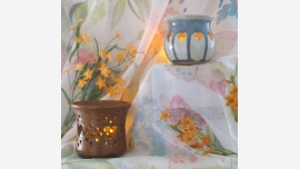 Pair Rustic Handcrafted Votives - Free Shipping!