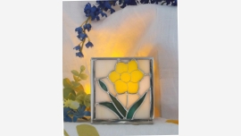 Stained-Glass Yellow-Flower Votive Holder - Free Shipping!