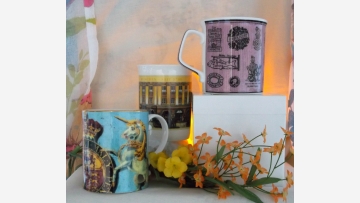 Bone-China Mugs (3) - Elegant Designs - Free Shipping!