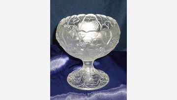 Satin-Glass Compote -- Fenton's "Water Lily" Design -- Free-Shipping!