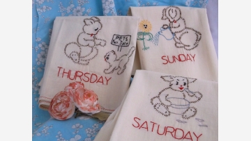 Cottage Towels with Charming Hand-Stitched Designs - Free Shipping!