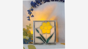 Stained-Glass Votive - Yellow Flower - Free Shipping!