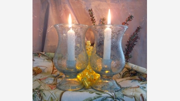 Glass Hurricanes (2) -- Gleaming Seaside Style -- Free Shipping!